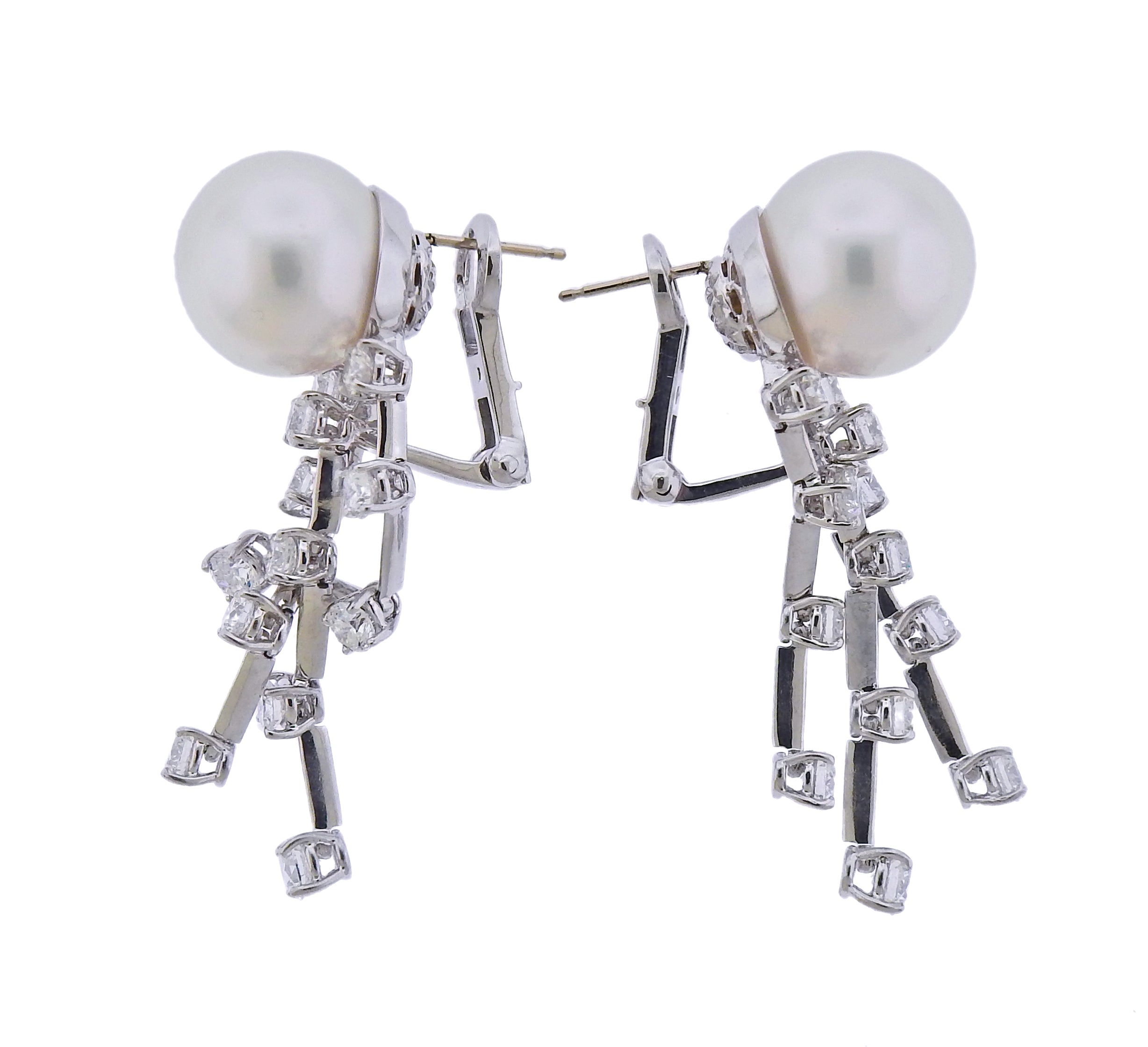 Assael Diamond South Sea Pearl Gold Drop Earrings - Replica Luxury Handbag Store