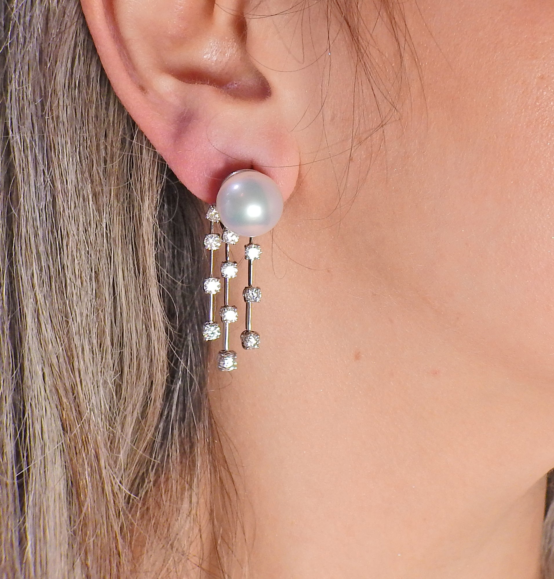 Assael Diamond South Sea Pearl Gold Drop Earrings - Replica Luxury Handbag Store