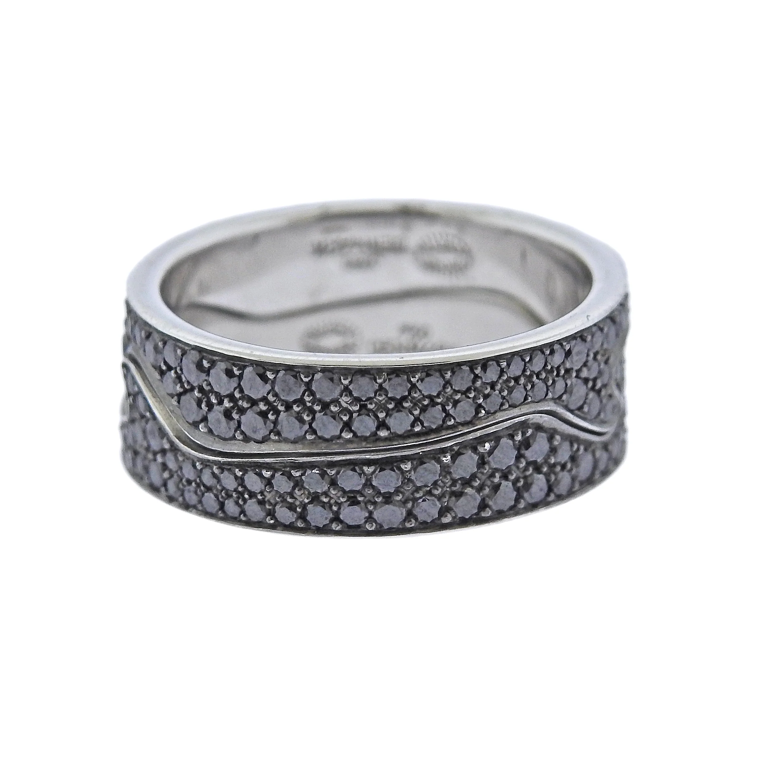 Georg Jensen Fusion Gold Black Diamond Puzzle Ring Set #1370 A