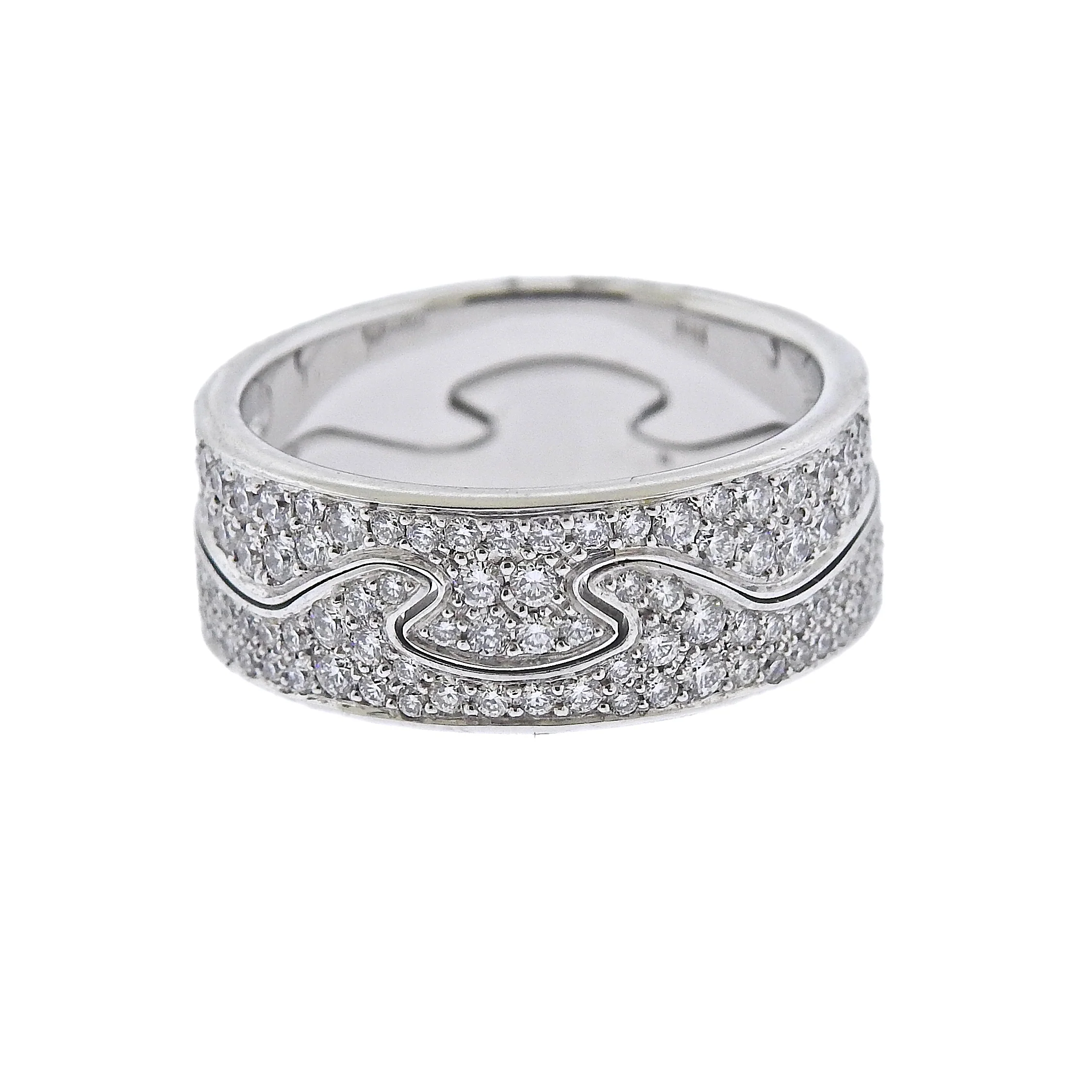 Georg Jensen Fusion White Gold Diamond Puzzle Ring Set #1368 A