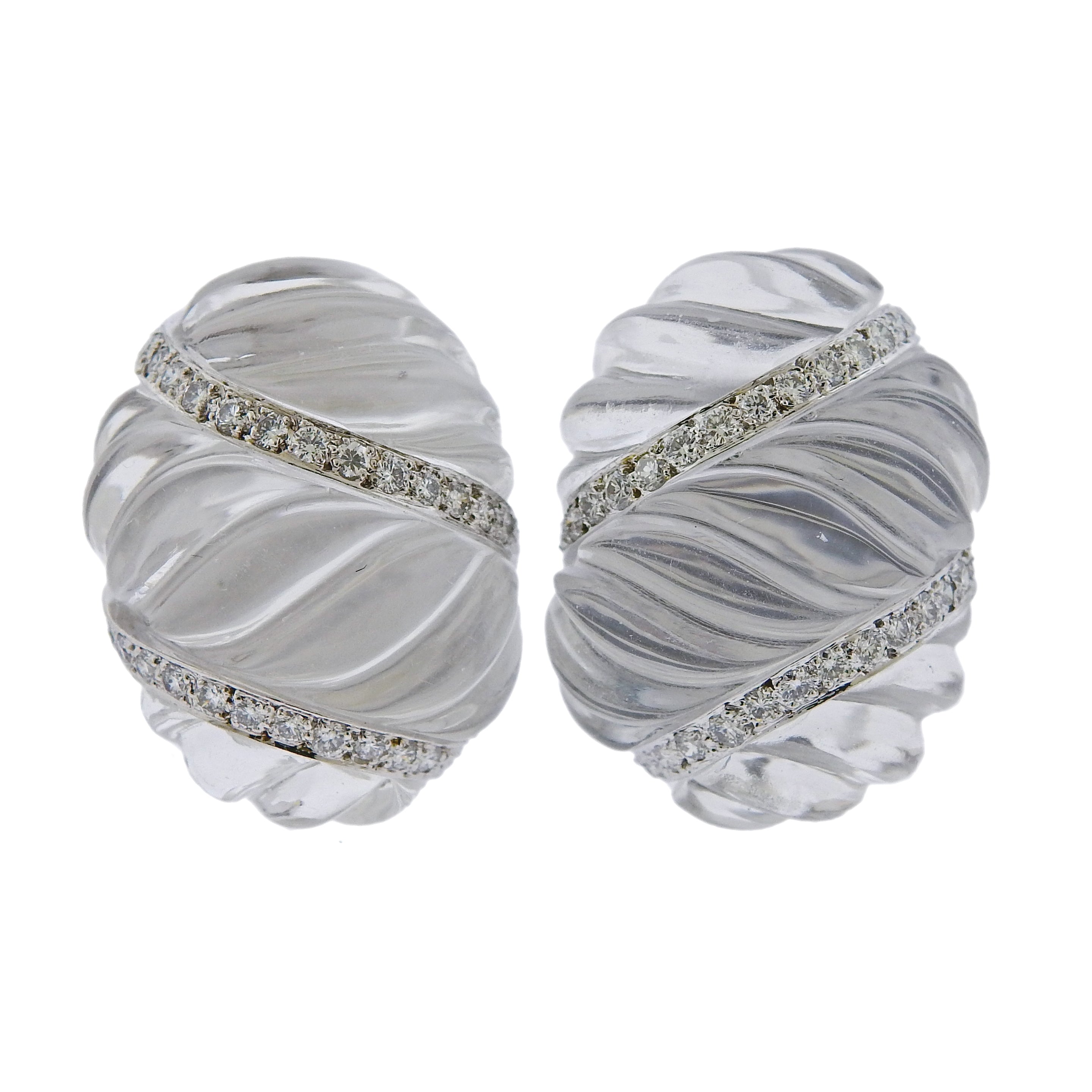 David Webb Crystal Diamond Gold Platinum Earrings - Replica Luxury Handbag Store