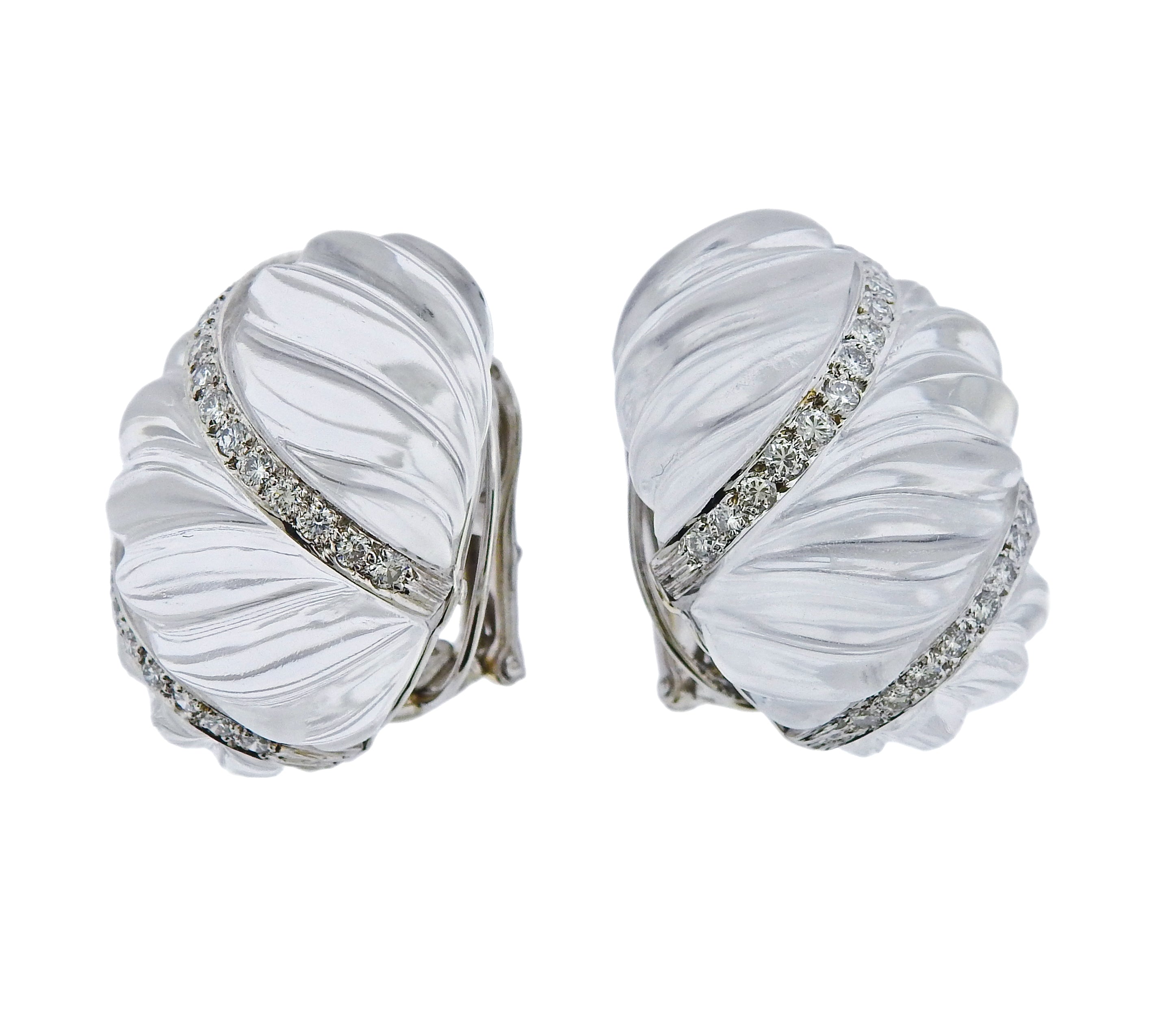 David Webb Crystal Diamond Gold Platinum Earrings - Replica Luxury Handbag Store