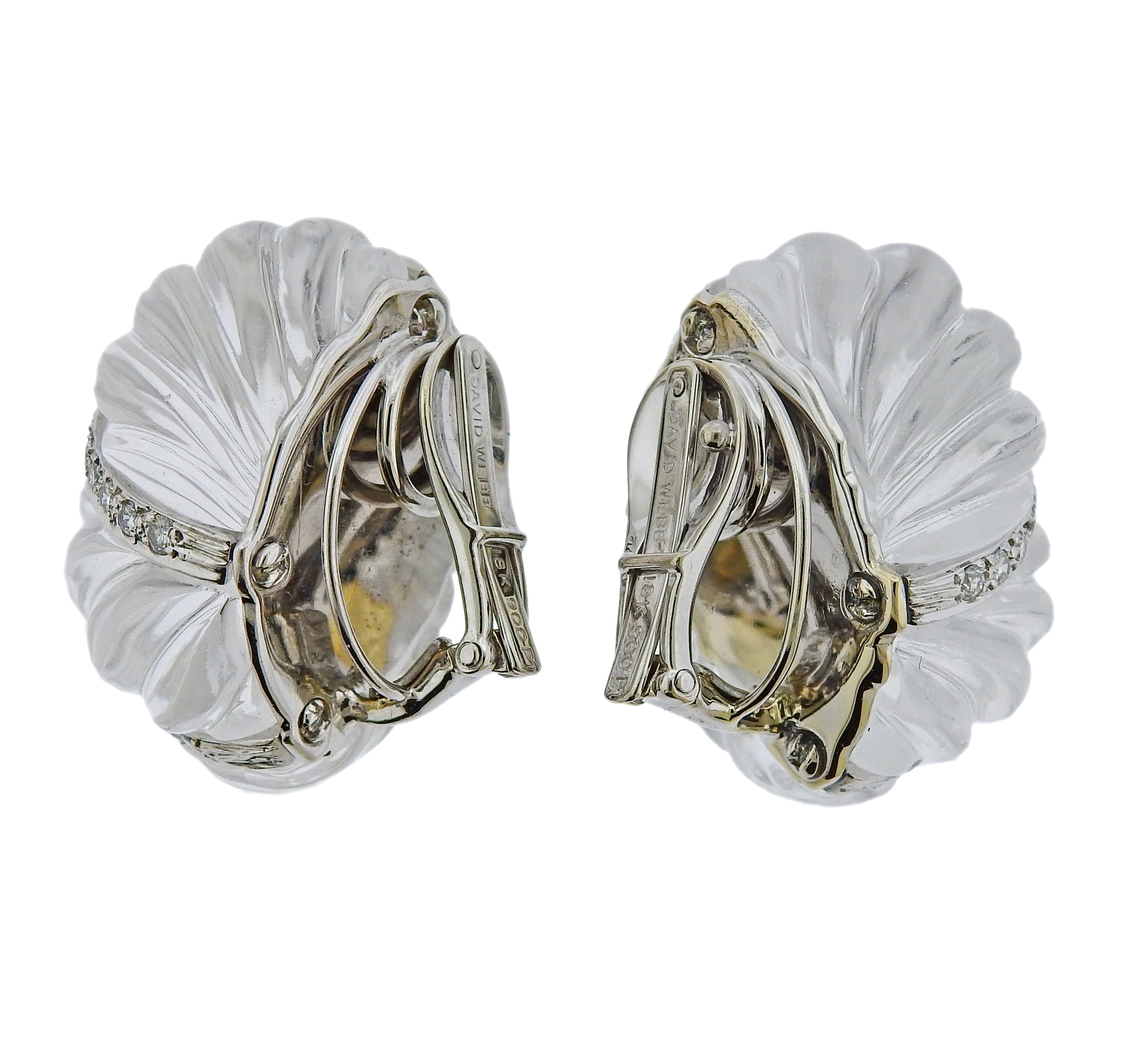 David Webb Crystal Diamond Gold Platinum Earrings - Replica Luxury Handbag Store