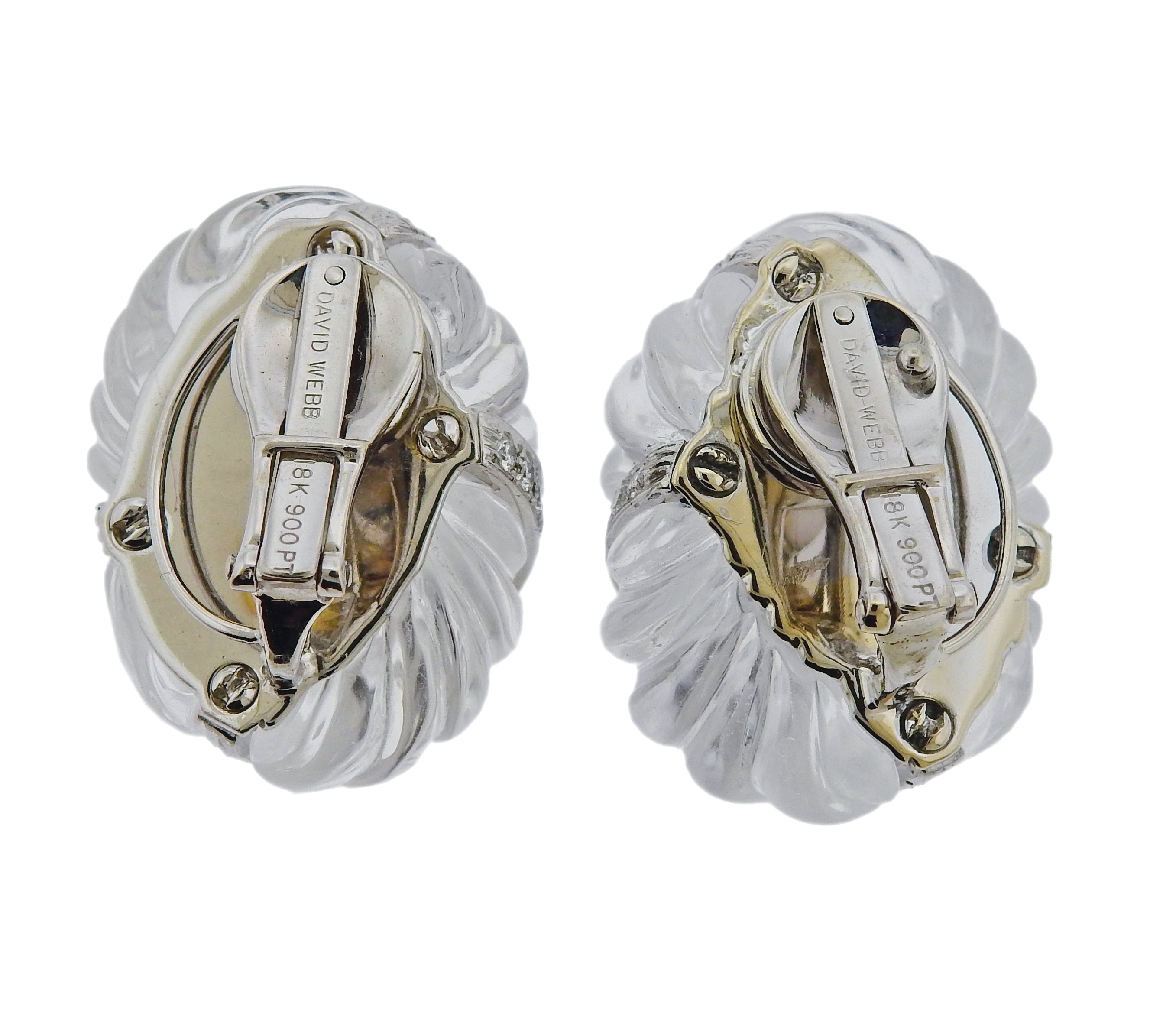 David Webb Crystal Diamond Gold Platinum Earrings - Replica Luxury Handbag Store