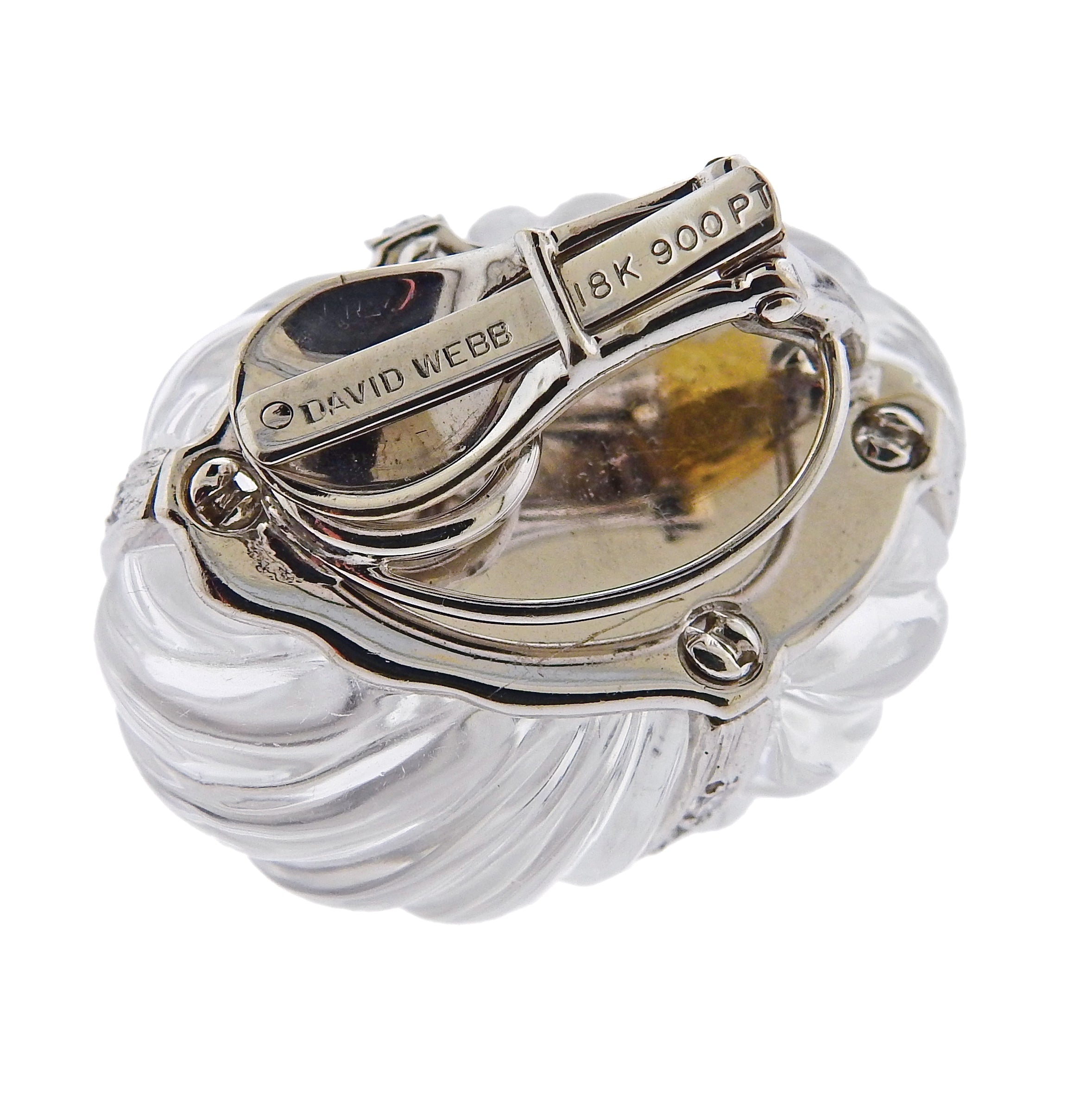 David Webb Crystal Diamond Gold Platinum Earrings - Replica Luxury Handbag Store