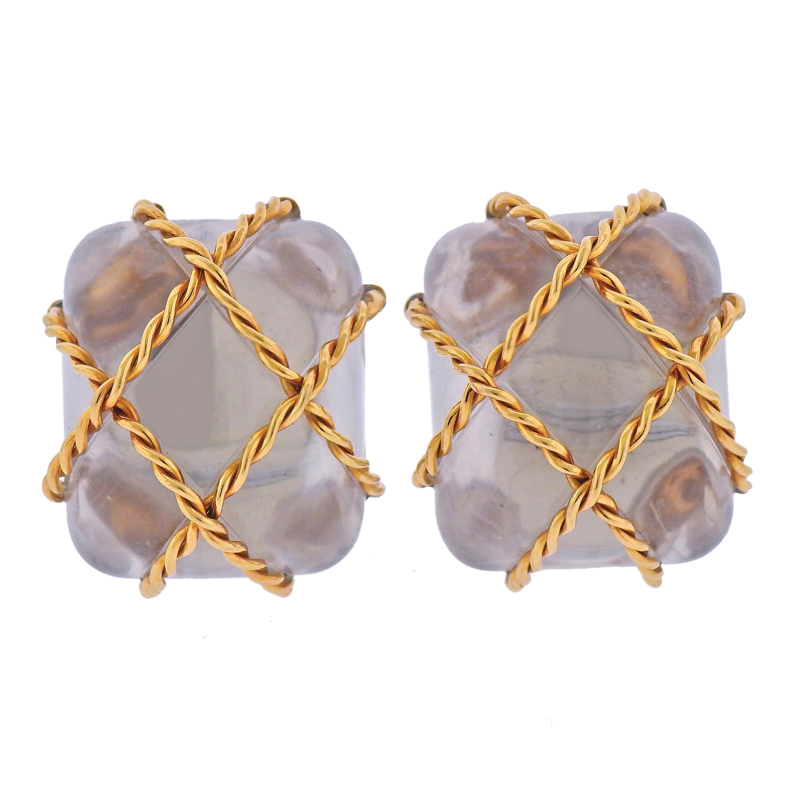 Seaman Schepps Crystal Gold Large Cage Earrings - Replica Luxury Handbag Store