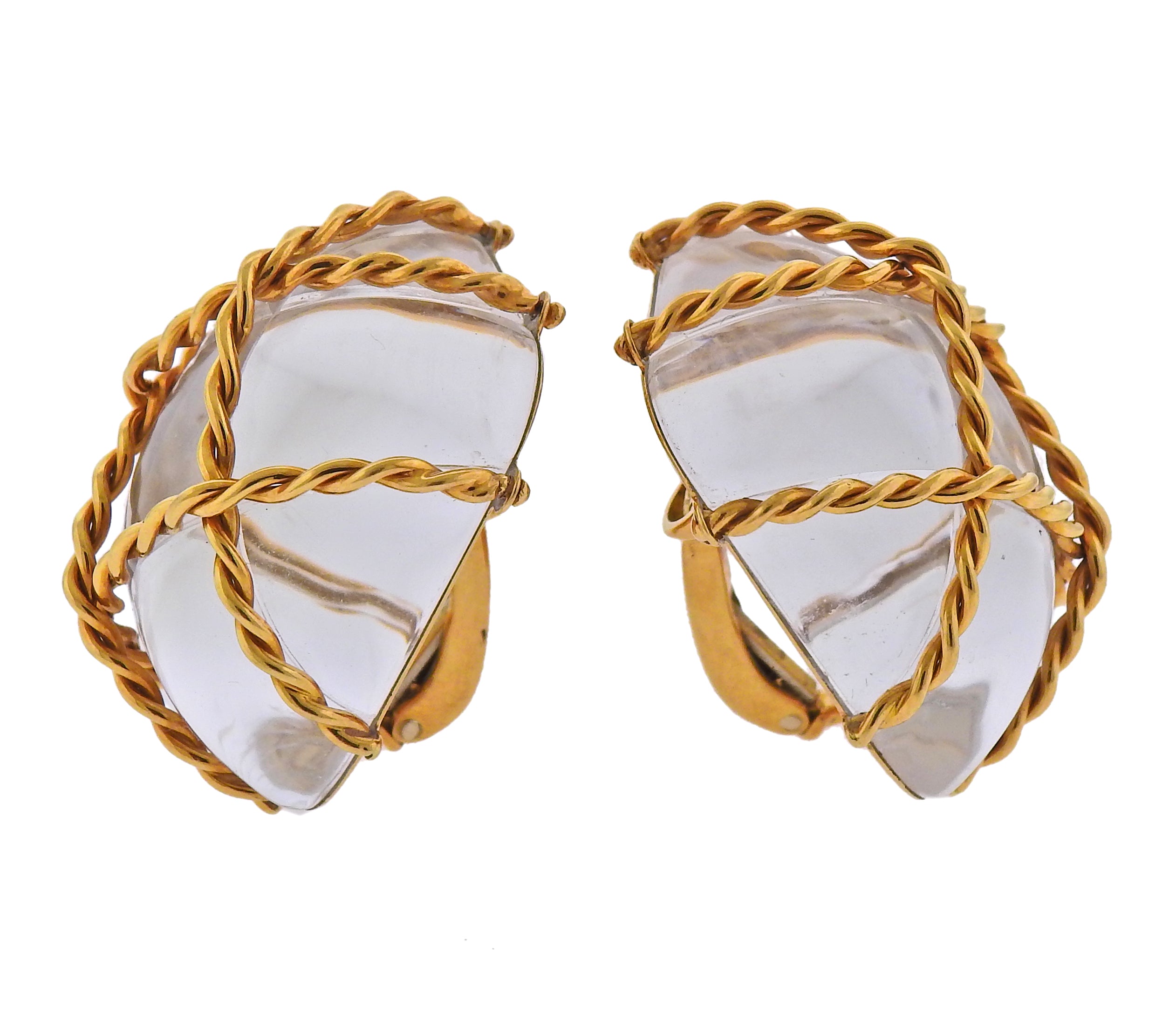 Seaman Schepps Crystal Gold Large Cage Earrings - Replica Luxury Handbag Store