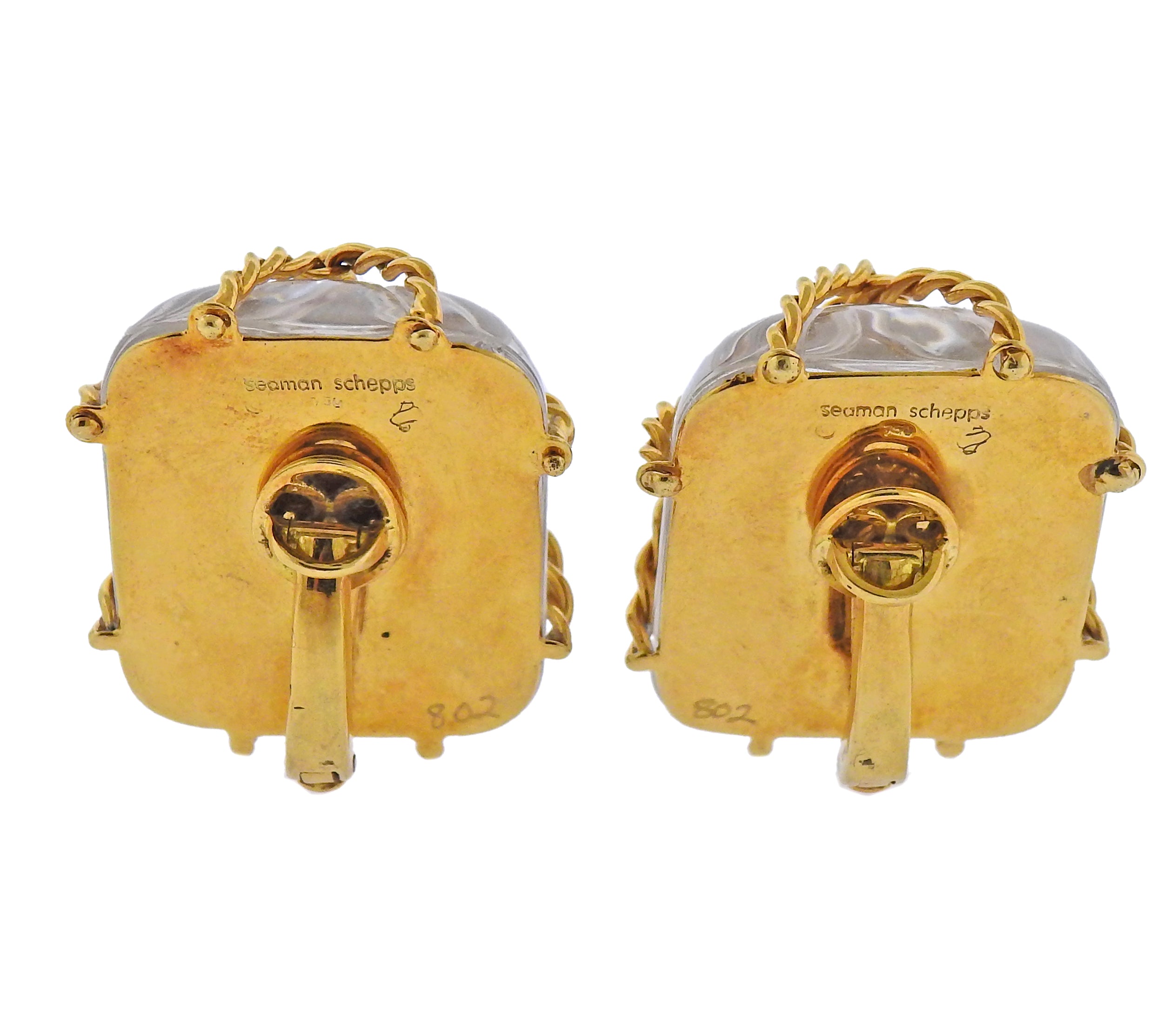Seaman Schepps Crystal Gold Large Cage Earrings - Replica Luxury Handbag Store