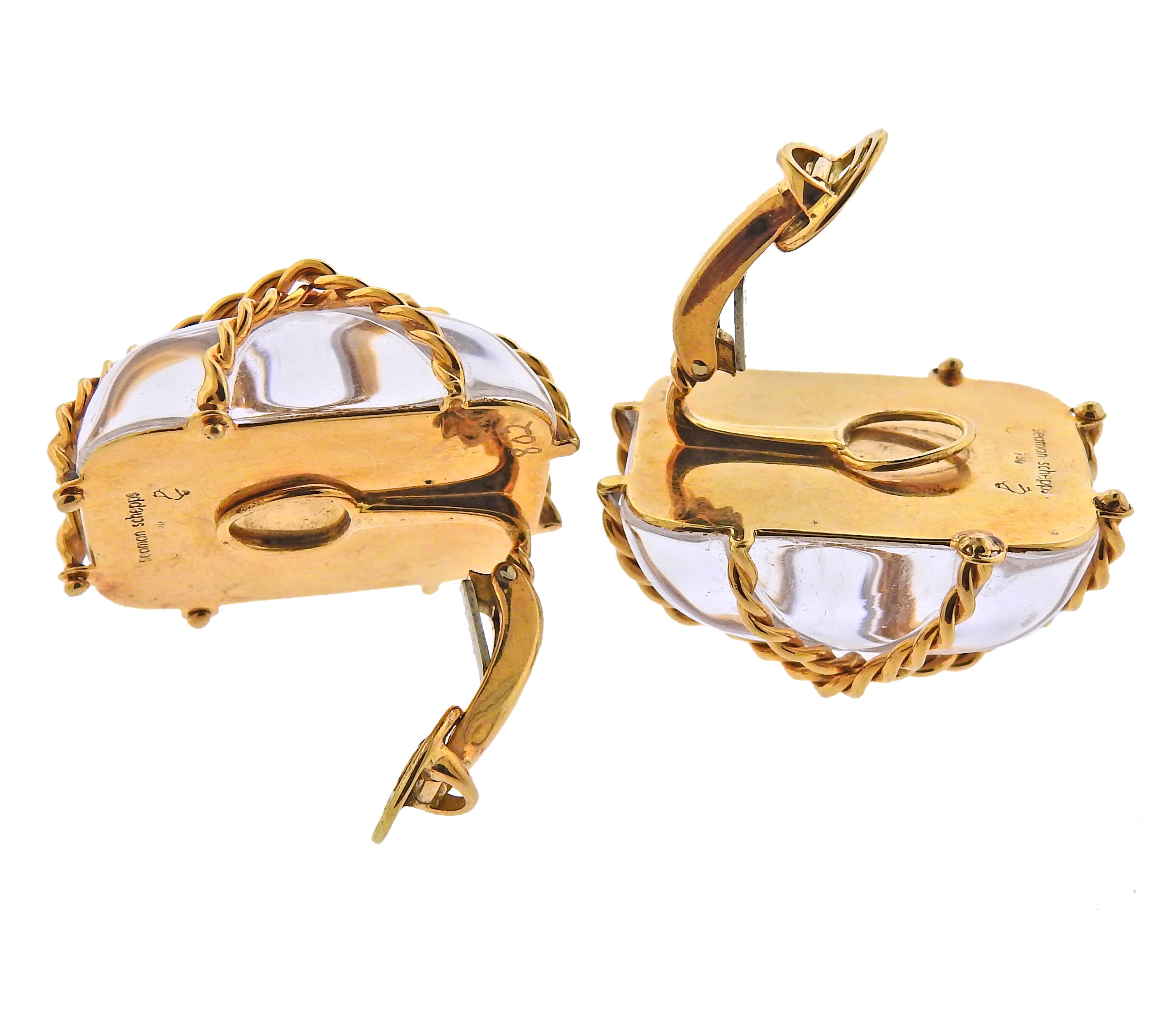 Seaman Schepps Crystal Gold Large Cage Earrings - Replica Luxury Handbag Store