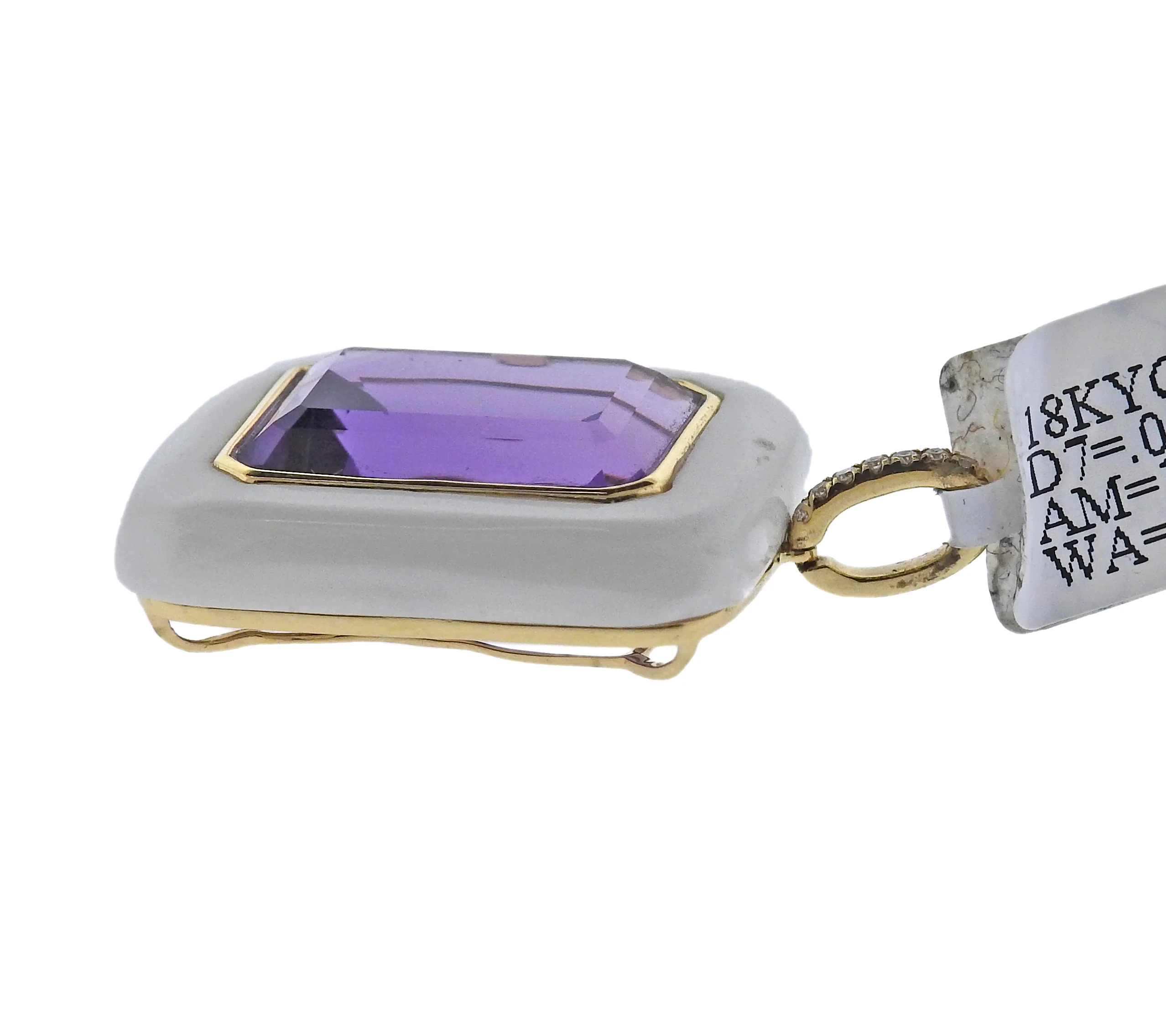 Doves Doron Paloma Diamond Gold Amethyst Agate Pendant