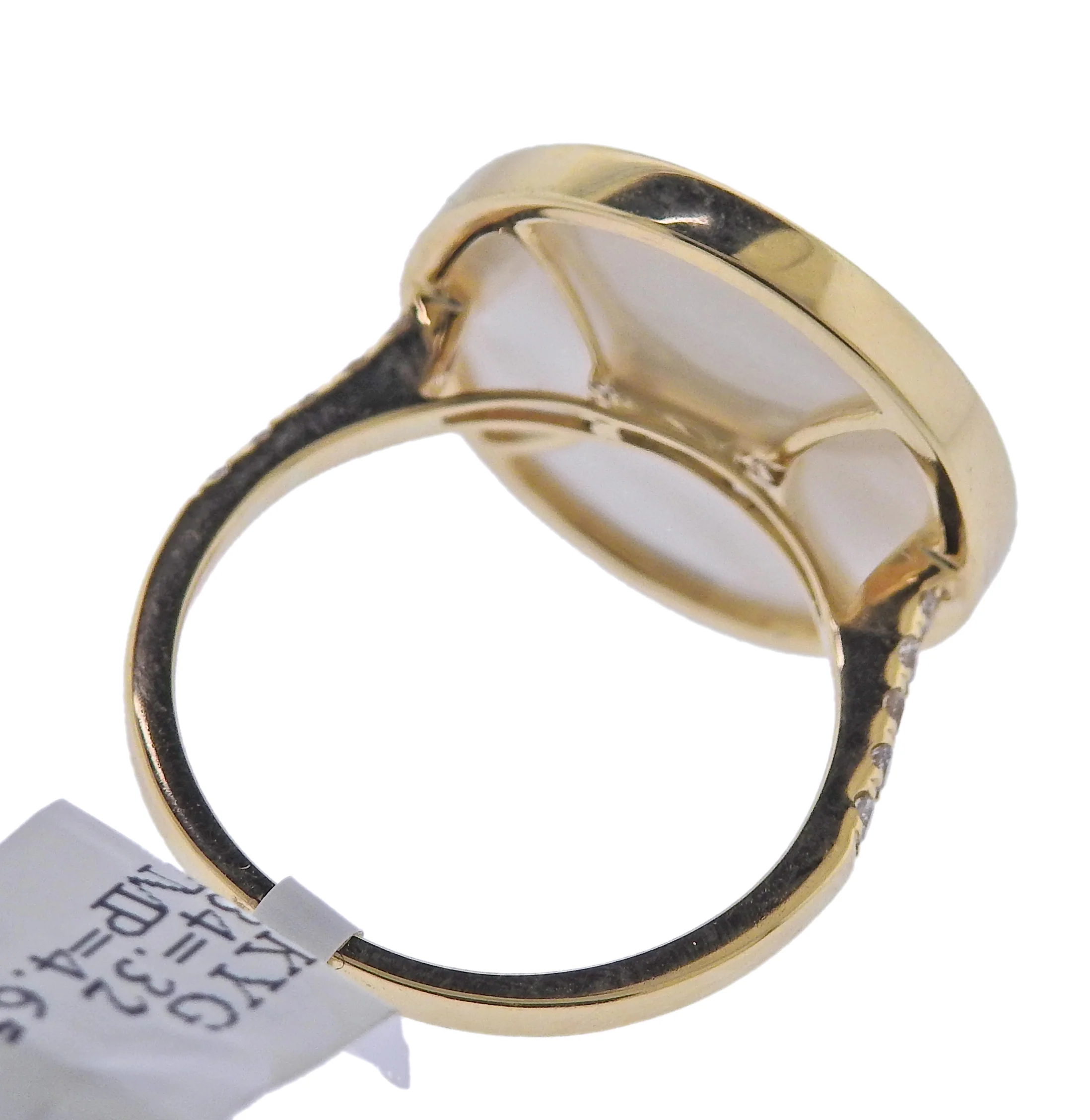 Doves Doron Paloma Gemini Zodiac Diamond Gold Mother of Pearl Ring