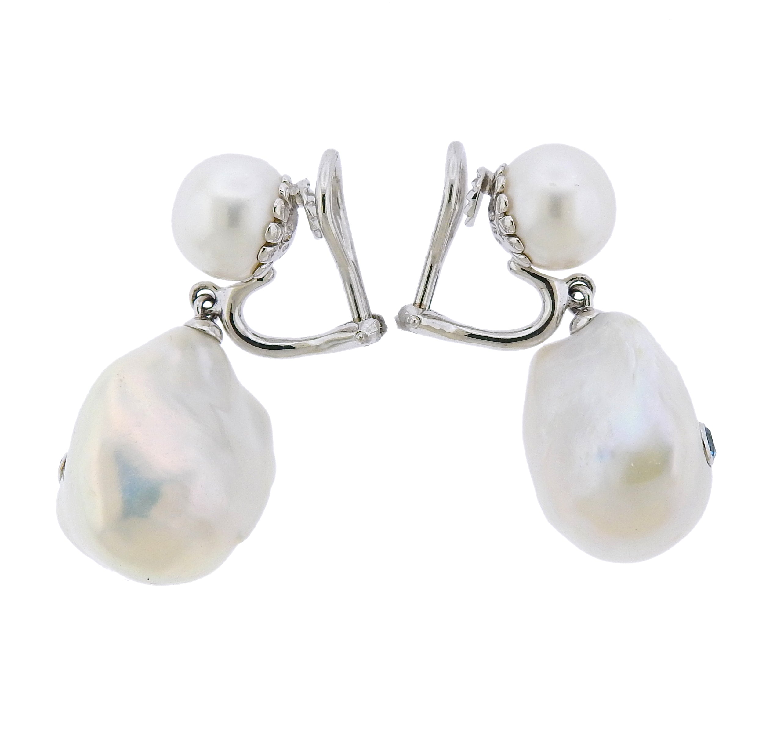 Trianon Lisbon Baroque Pearl Topaz Gold Drop Earrings - Replica Luxury Handbag Store