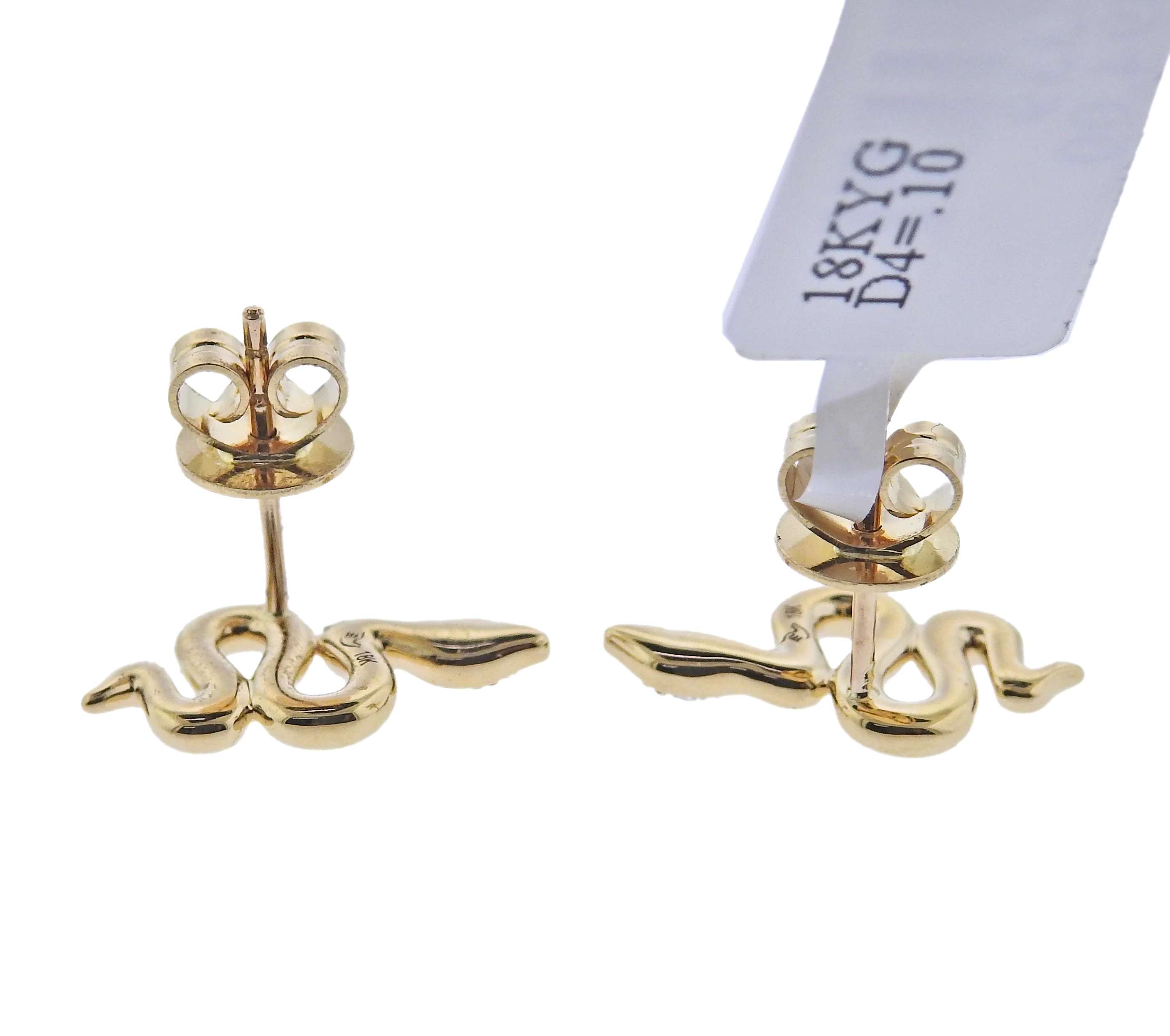 Doves Doron Paloma Diamond Gold Serpent Snake Earrings