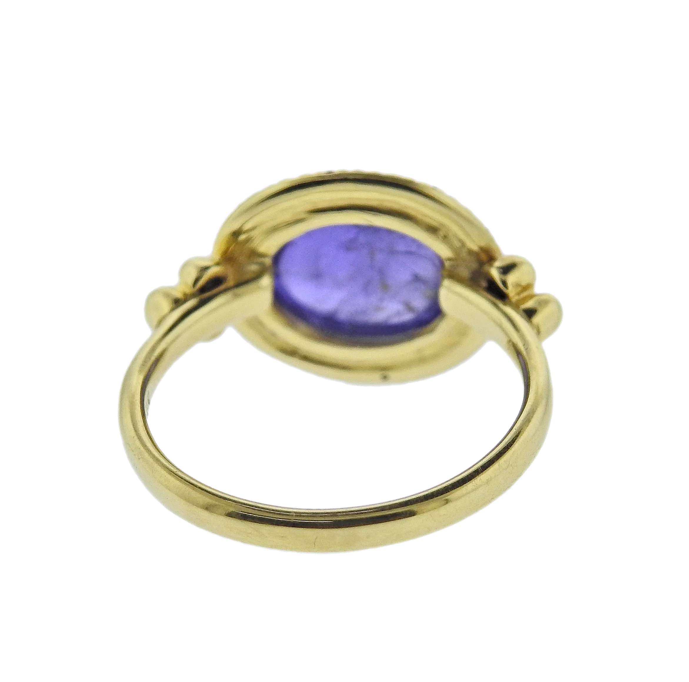 Maz Tanzanite Cabochon Diamond Gold Ring