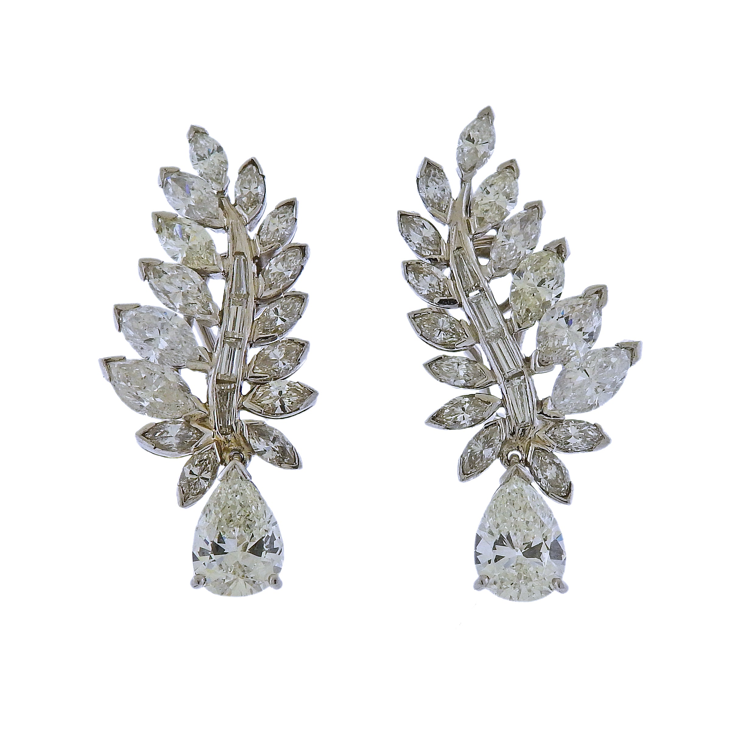 Iconic Mid Century 7 Carats Diamond Platinum Earrings - Replica Luxury Handbag Store