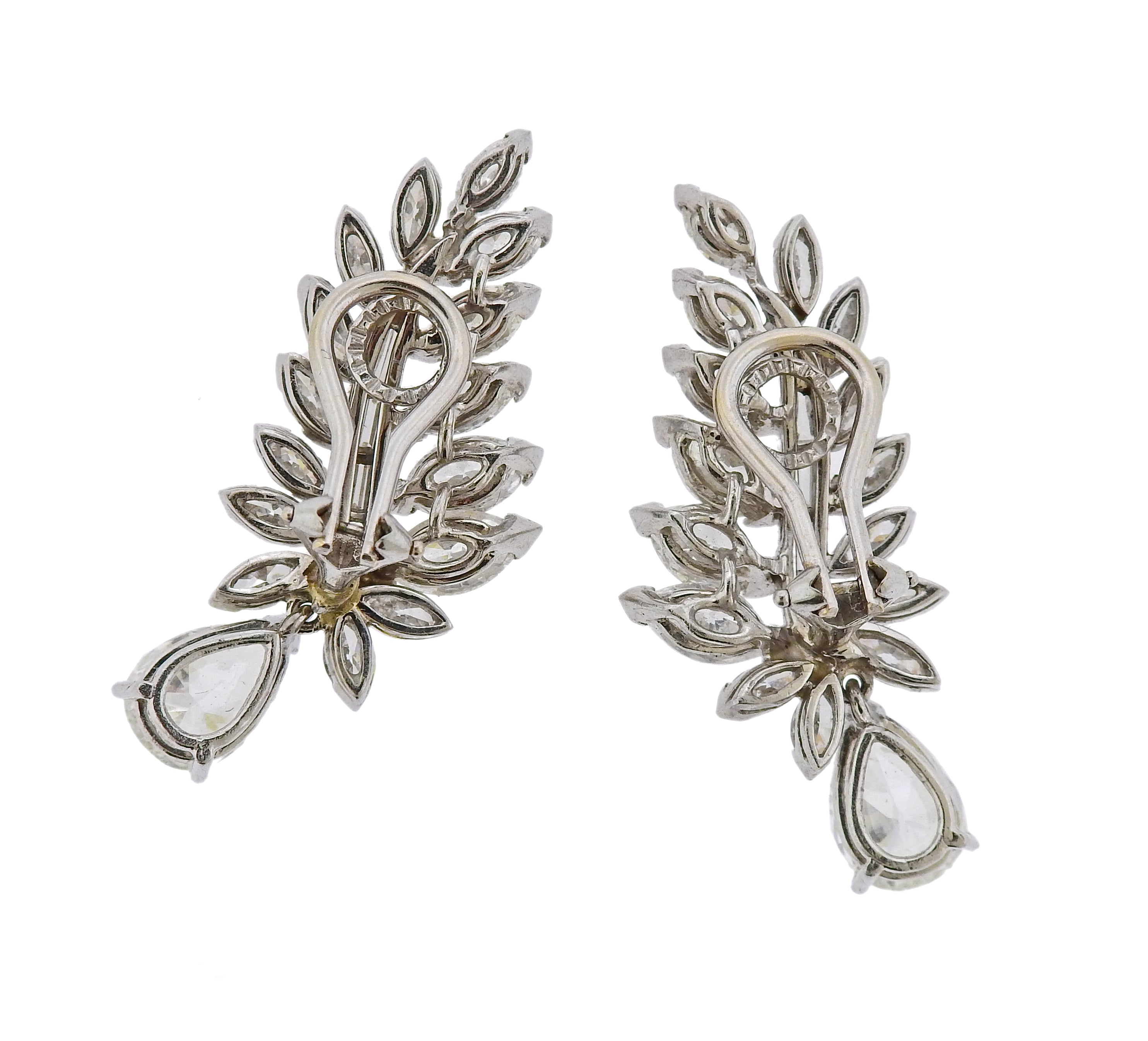 Iconic Mid Century 7 Carats Diamond Platinum Earrings - Replica Luxury Handbag Store