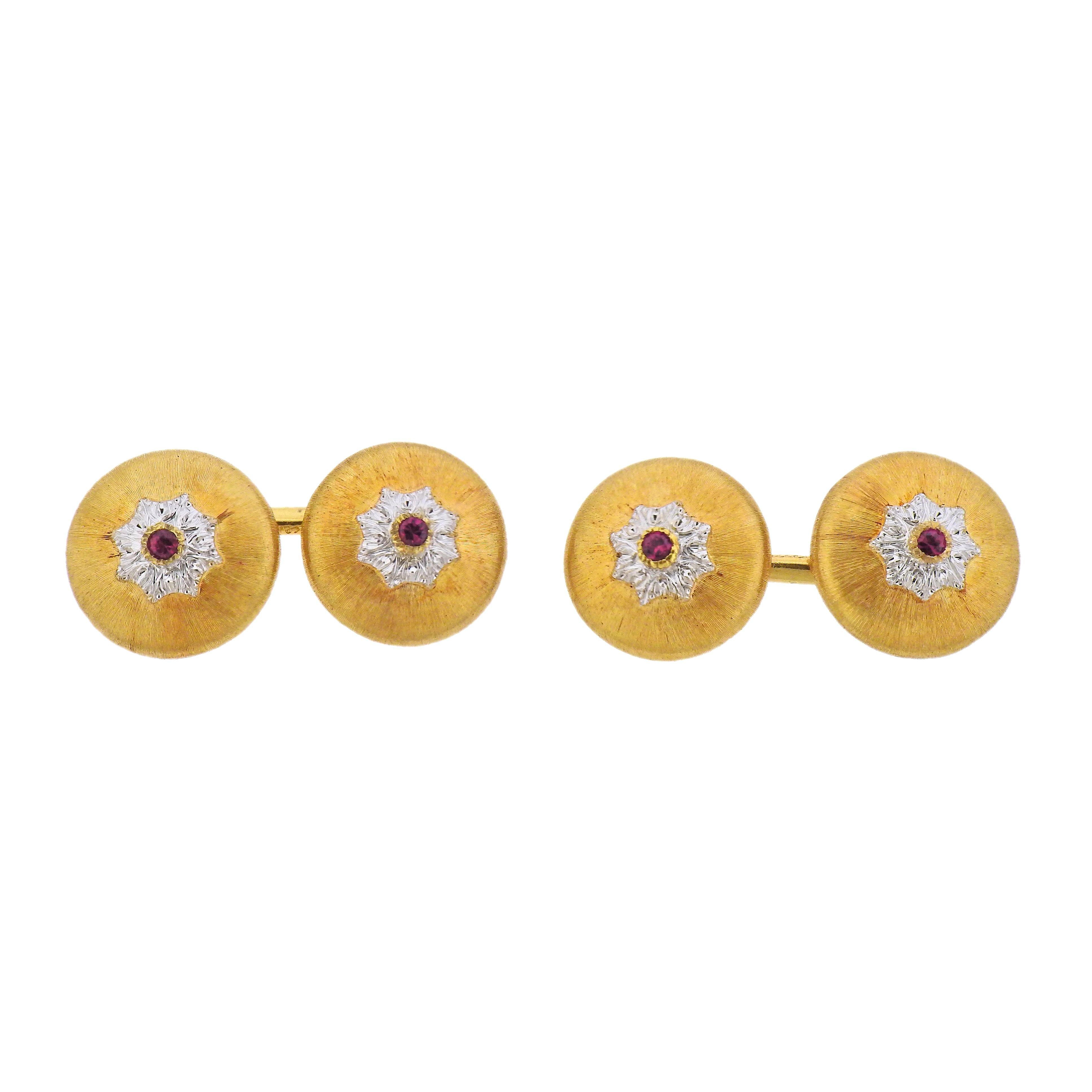 Buccellati Gold Ruby Cufflinks - Replica Luxury Handbag Store