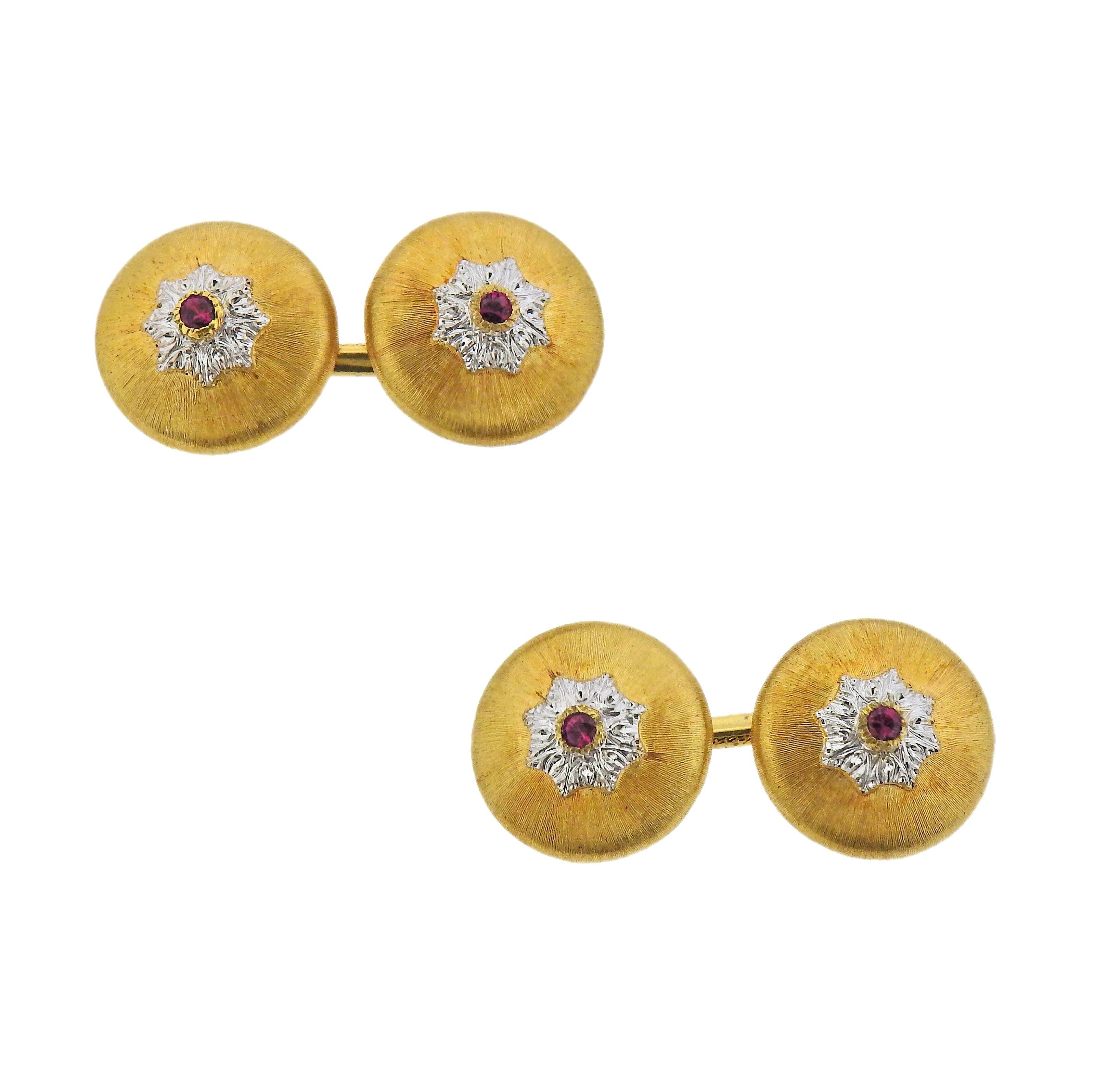 Buccellati Gold Ruby Cufflinks - Replica Luxury Handbag Store