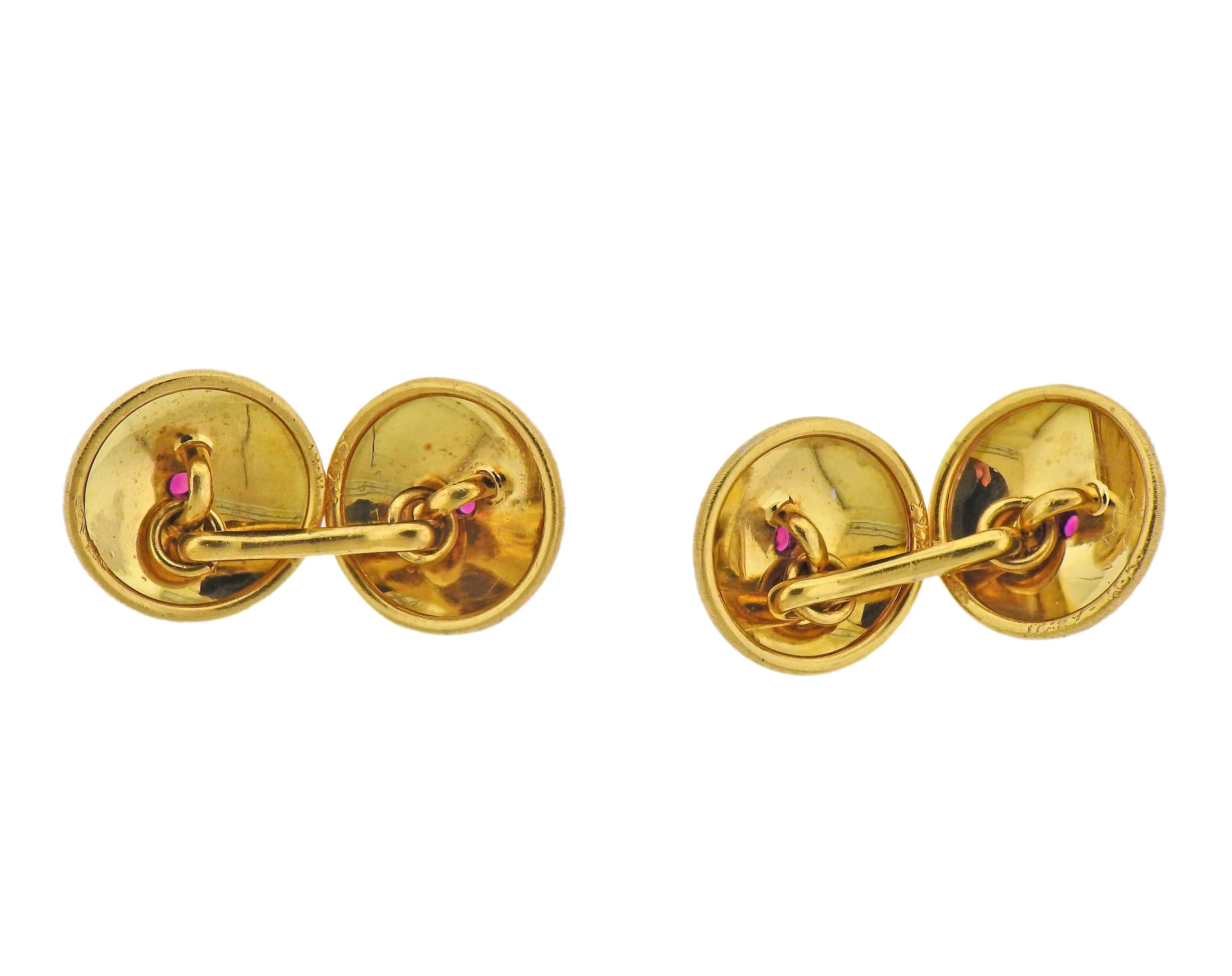 Buccellati Gold Ruby Cufflinks - Replica Luxury Handbag Store