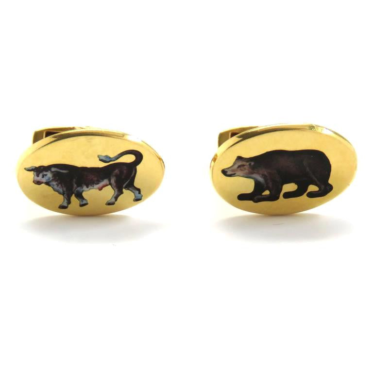 Deakin  Francis Gold Bull Bear Stockbroker Cufflinks - Replica Luxury Handbag Store