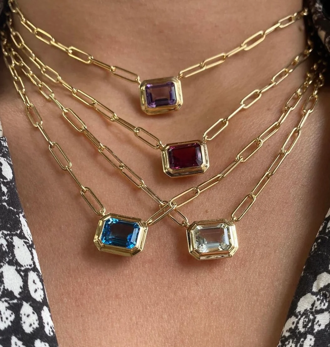 Goshwara Manhattan Prasiolite Gold Link Necklace