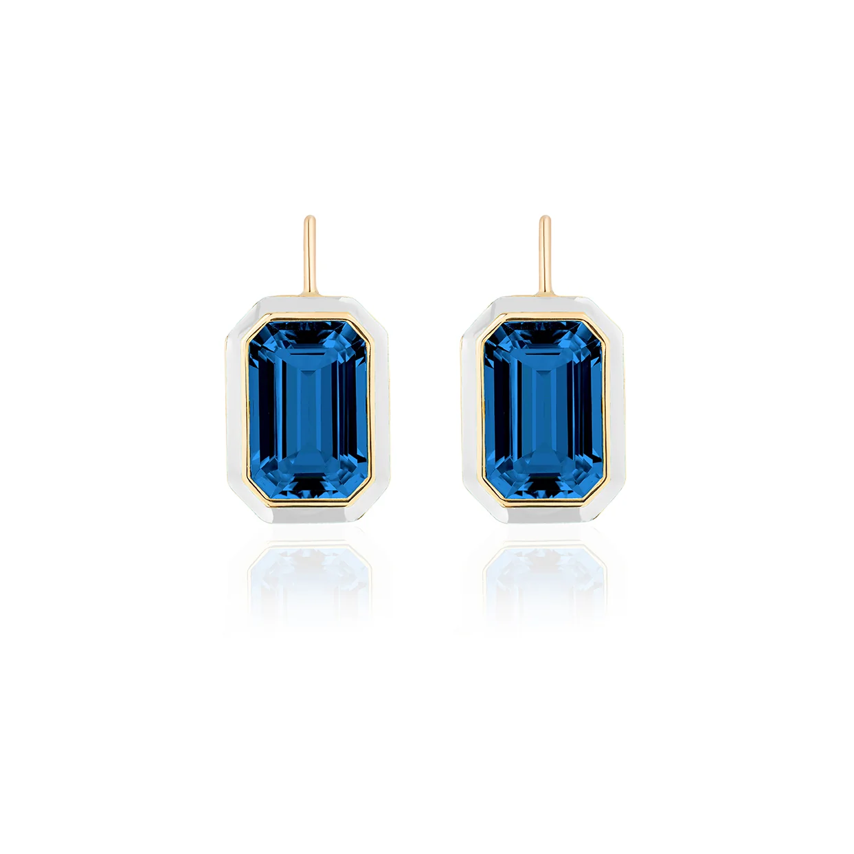 Goshwara Queen London Blue Topaz Enamel Gold Earrings