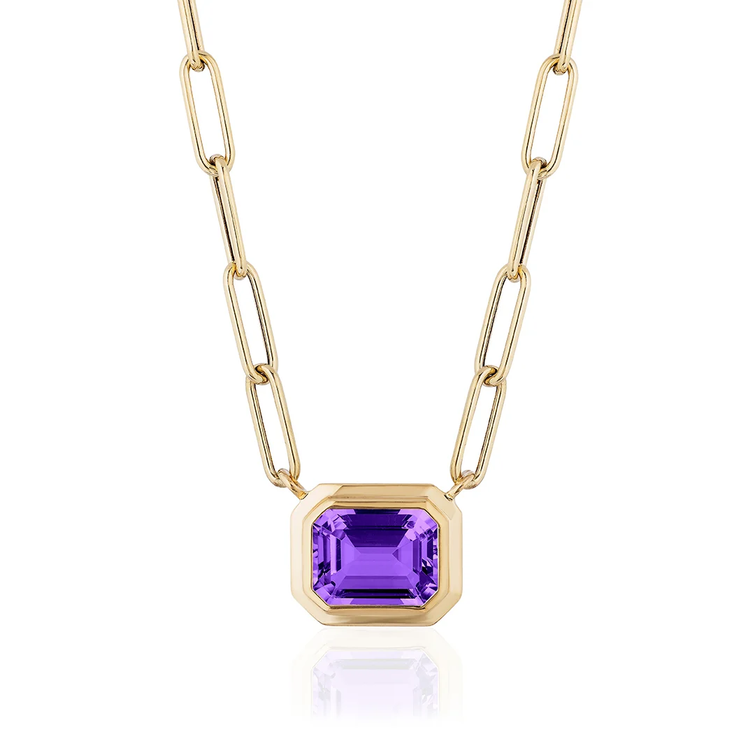 Goshwara Manhattan Amethyst Gold Link Necklace