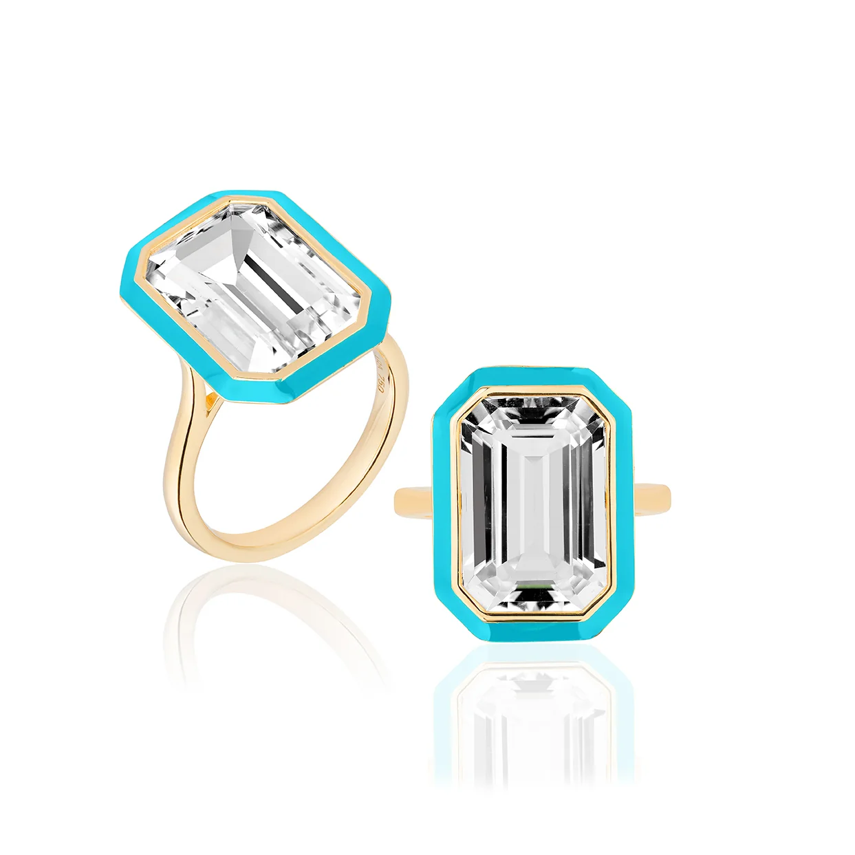 Goshwara Queen Rock Crystal Enamel Cocktail Ring