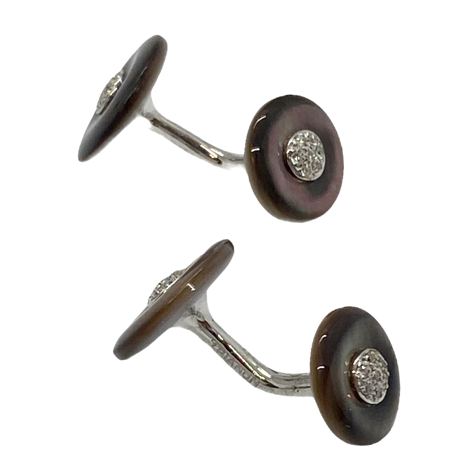 Trianon Abalone Diamond Gold Cufflinks