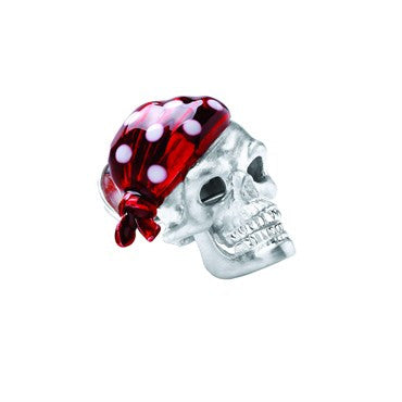 Deakin  Francis Ruby Red Bandana Sterling Silver Skull Lapel Pin - Replica Luxury Handbag Store