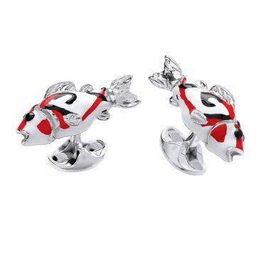 Deakin  Francis Enamel Sterling Silver Koy Fish Cufflinks - Replica Luxury Handbag Store