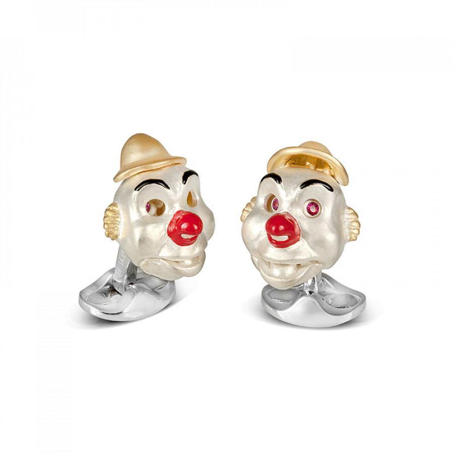 Deakin Francis Ruby Silver Enamel Clown Cufflinks - Replica Luxury Handbag Store
