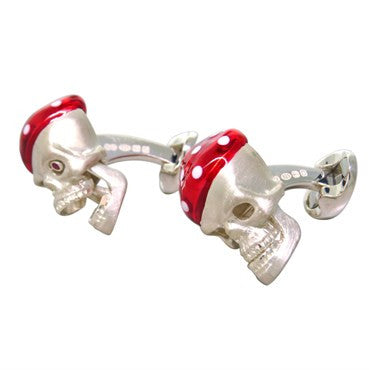 Deakin Francis Sterling Silver Red Bandana Skull Ruby Cufflinks - Replica Luxury Handbag Store