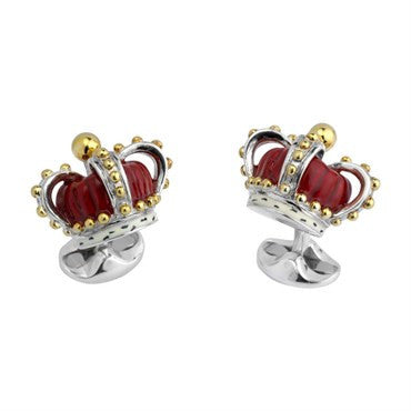 Deakin Francis Enamel Sterling Silver Crown Cufflinks - Replica Luxury Handbag Store