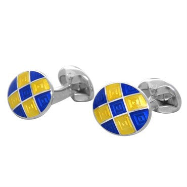 Deakin Francis Sterling Silver Blue Yellow Oval Cufflinks - Replica Luxury Handbag Store