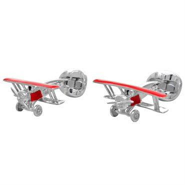 Deakin  Francis Enamel Silver Biplane Cufflinks - Replica Luxury Handbag Store