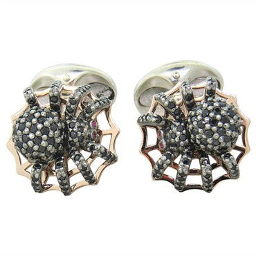 Deakin Francis Sterling Silver Spinel Spider Cufflinks - Replica Luxury Handbag Store