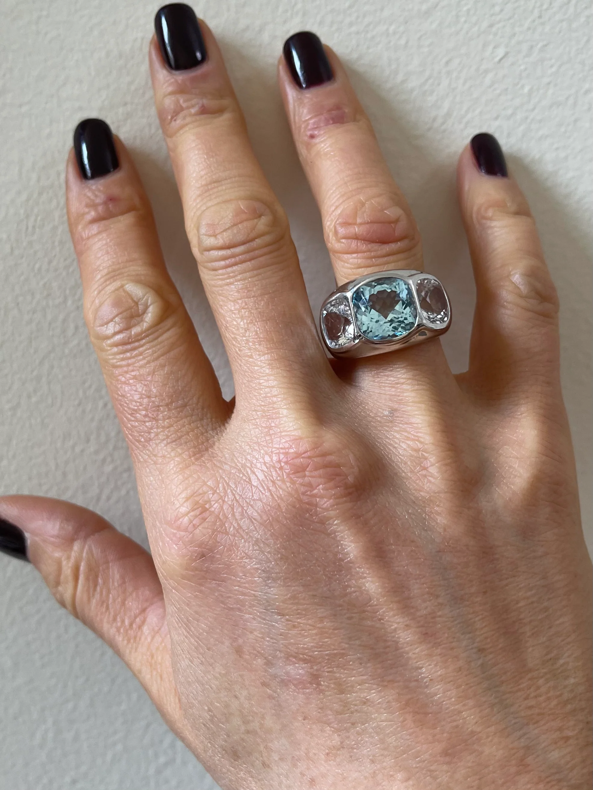 Seaman Schepps Mughal White Blue Topaz Gold Ring
