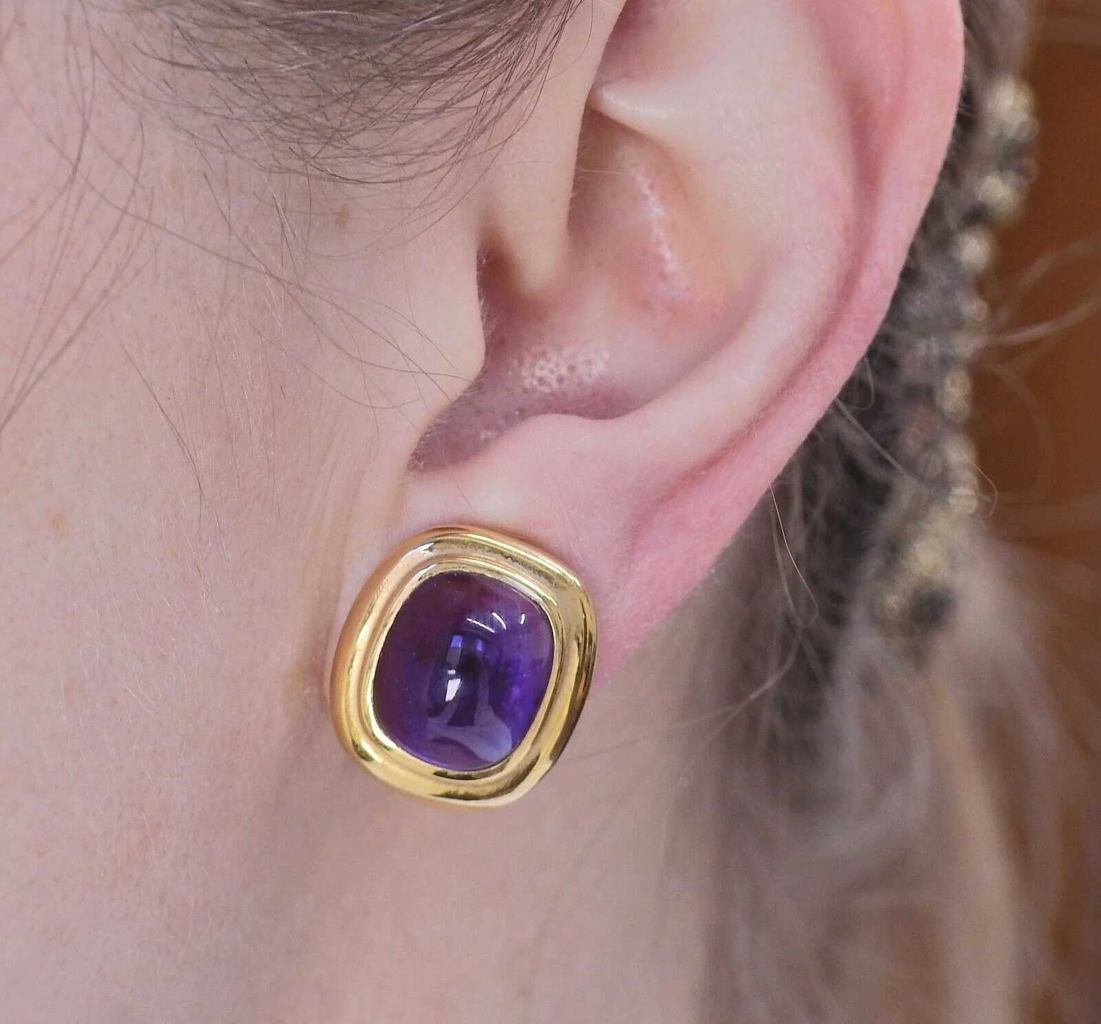 Vintage Tiffany Co Amethyst Gold Earrings