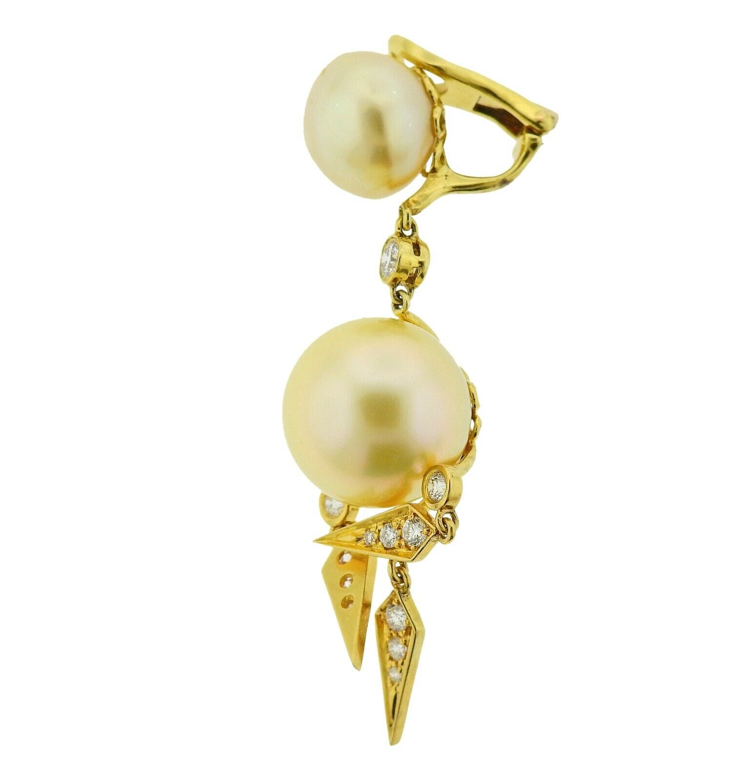 Assael Prince Dimitri Diamond South Sea Pearl Gold Drop Earrings - Replica Luxury Handbag Store