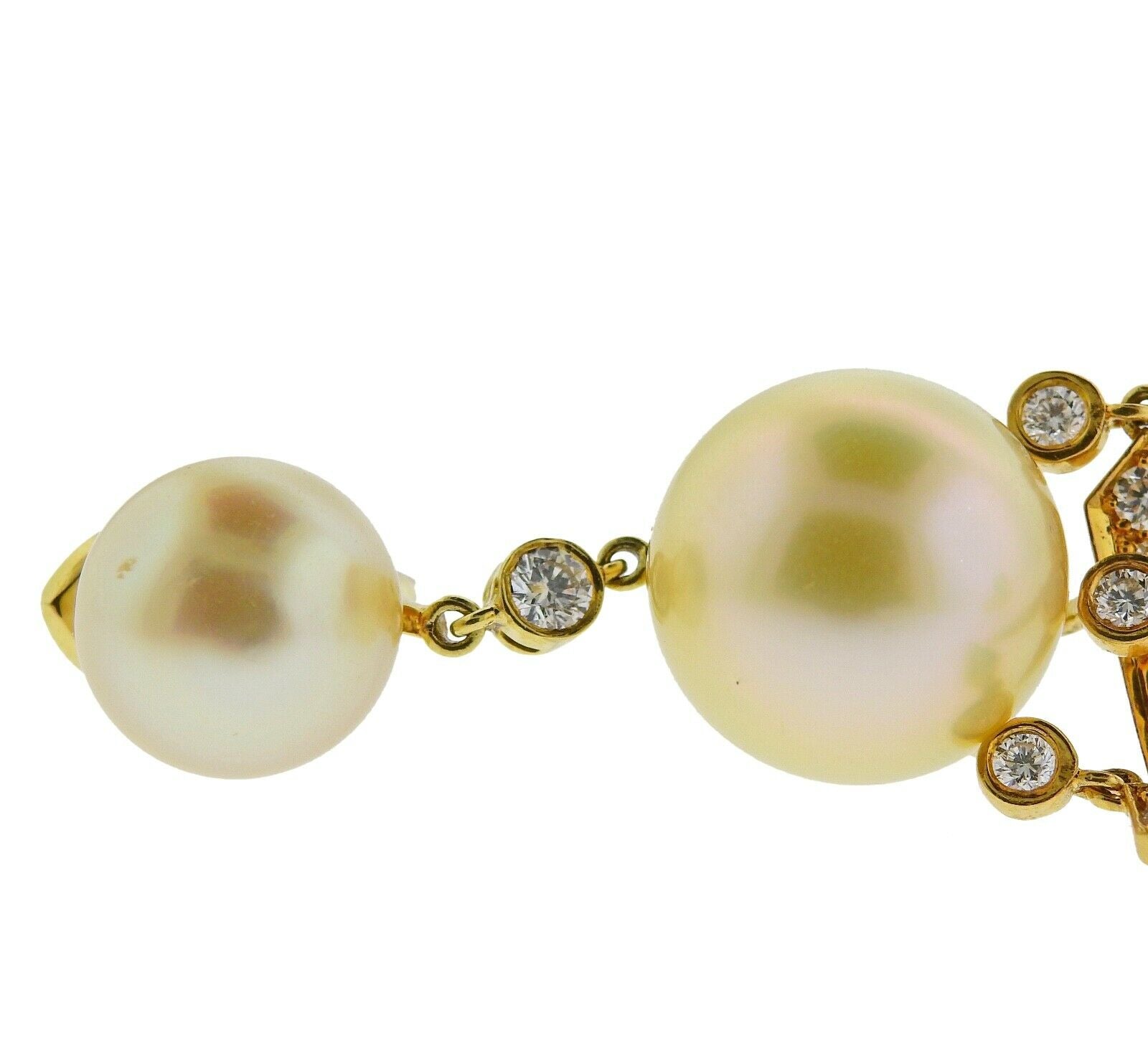Assael Prince Dimitri Diamond South Sea Pearl Gold Drop Earrings - Replica Luxury Handbag Store