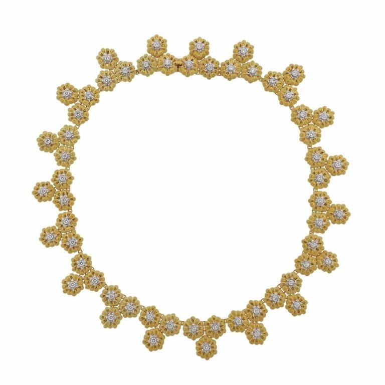 Buccellati Gold Diamond Flower Motif Necklace - Replica Luxury Handbag Store