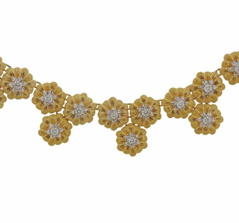 Buccellati Gold Diamond Flower Motif Necklace - Replica Luxury Handbag Store