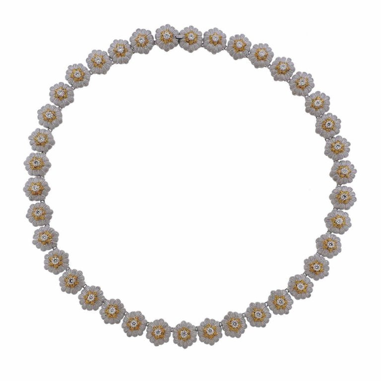 Buccellati Gold Diamond Flower Necklace - Replica Luxury Handbag Store