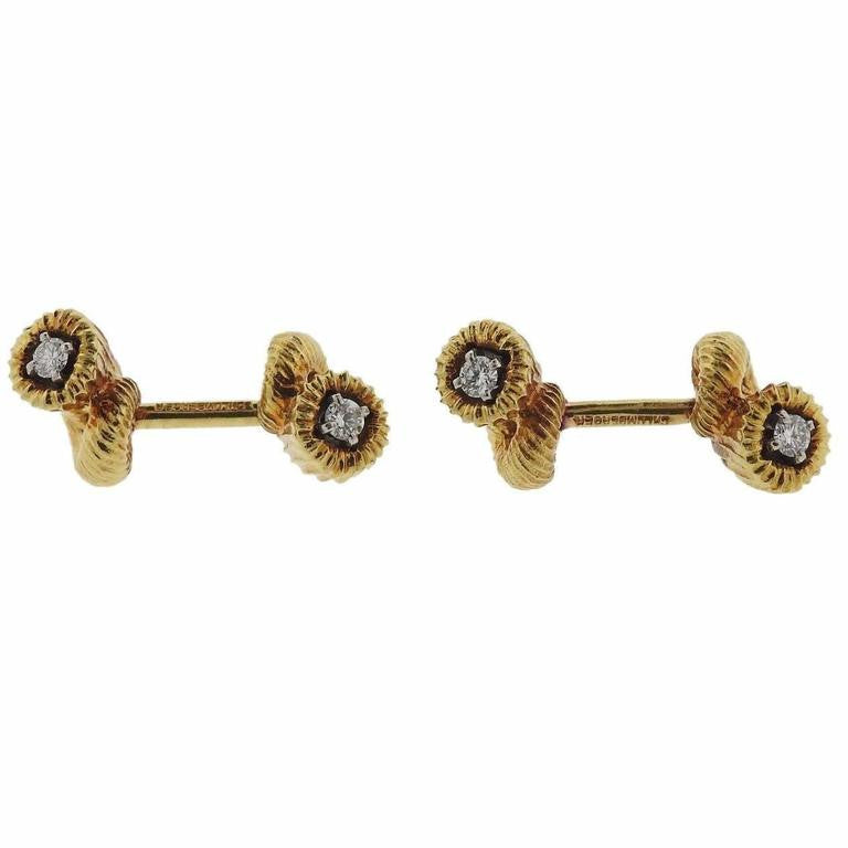 Tiffany Co. Jean Schlumberger Diamond Gold Cufflinks - Oakgem.com