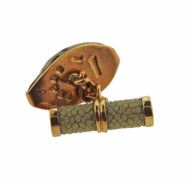 Trianon Gold Shell Peridot Cufflinks - Replica Luxury Handbag Store